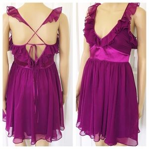 NWT Twenty One magenta Ruffle Mini  Dress S